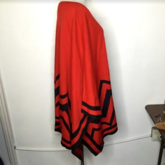 Colette Mordo Poncho Shawl Red/Black Wool Blend One Size Plus Limited Edition - Picture 2 of 12